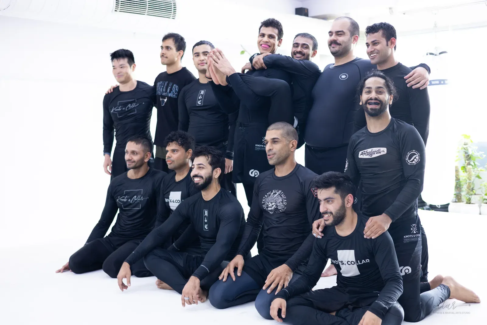 A group photo at Knots & Collar, the BJJ studio in Defence Colony, New Delhi, India