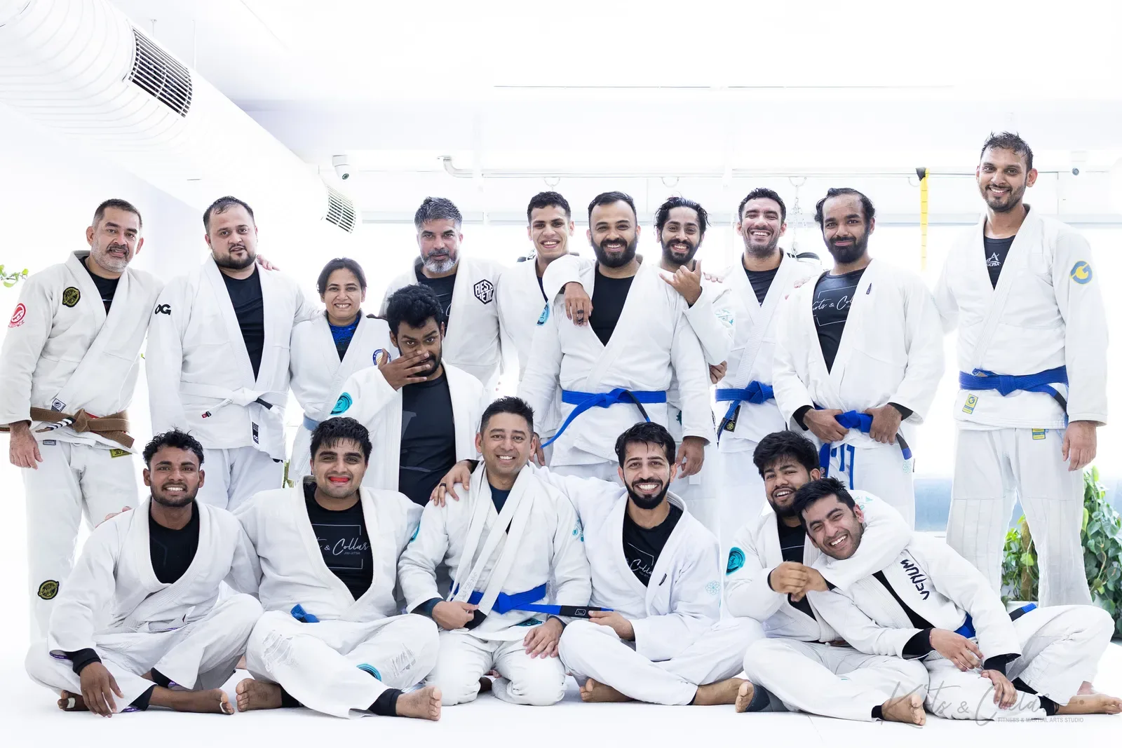 A group photo at Knots & Collar, the BJJ studio in Defence Colony, New Delhi, India