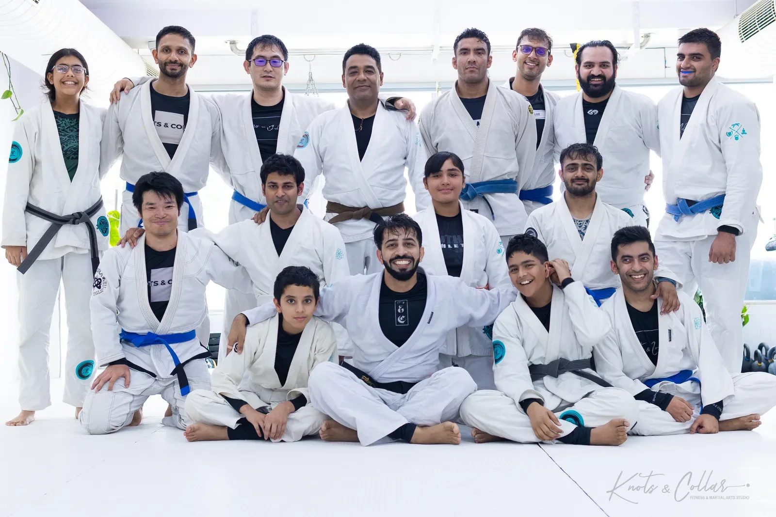 A group photo at Knots & Collar, the BJJ studio in Defence Colony, New Delhi, India