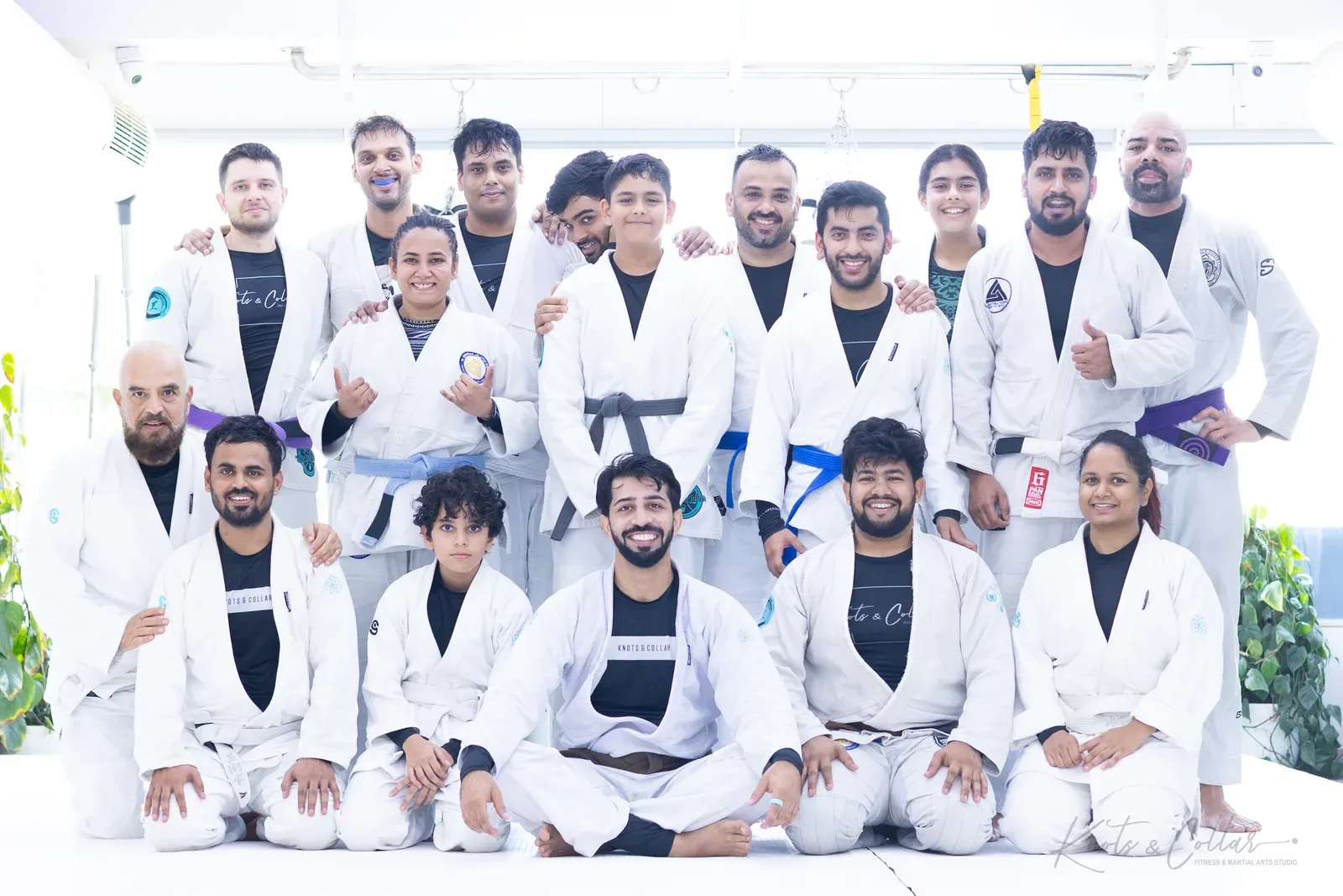 A group photo at Knots & Collar, the BJJ studio in Defence Colony, New Delhi, India