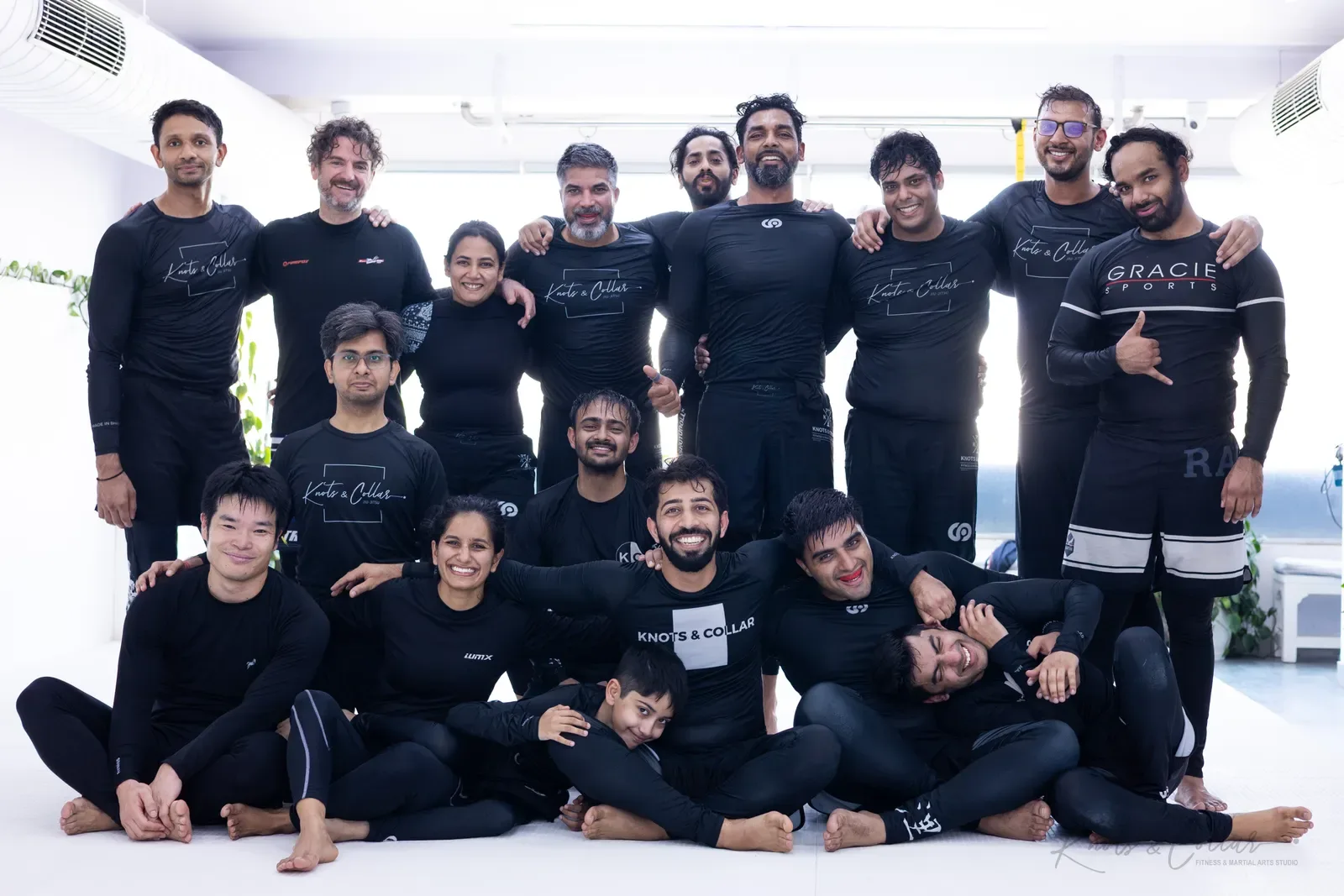 A group photo at Knots & Collar, the BJJ studio in Defence Colony, New Delhi, India