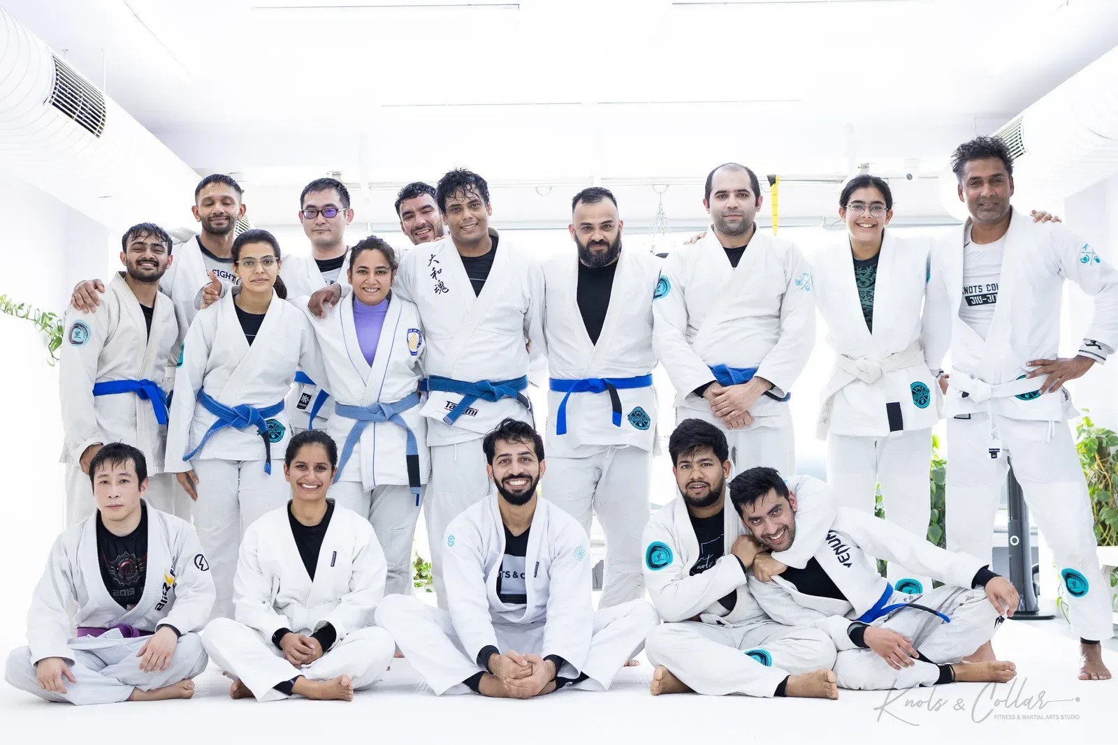 A group photo at Knots & Collar, the BJJ studio in Defence Colony, New Delhi, India