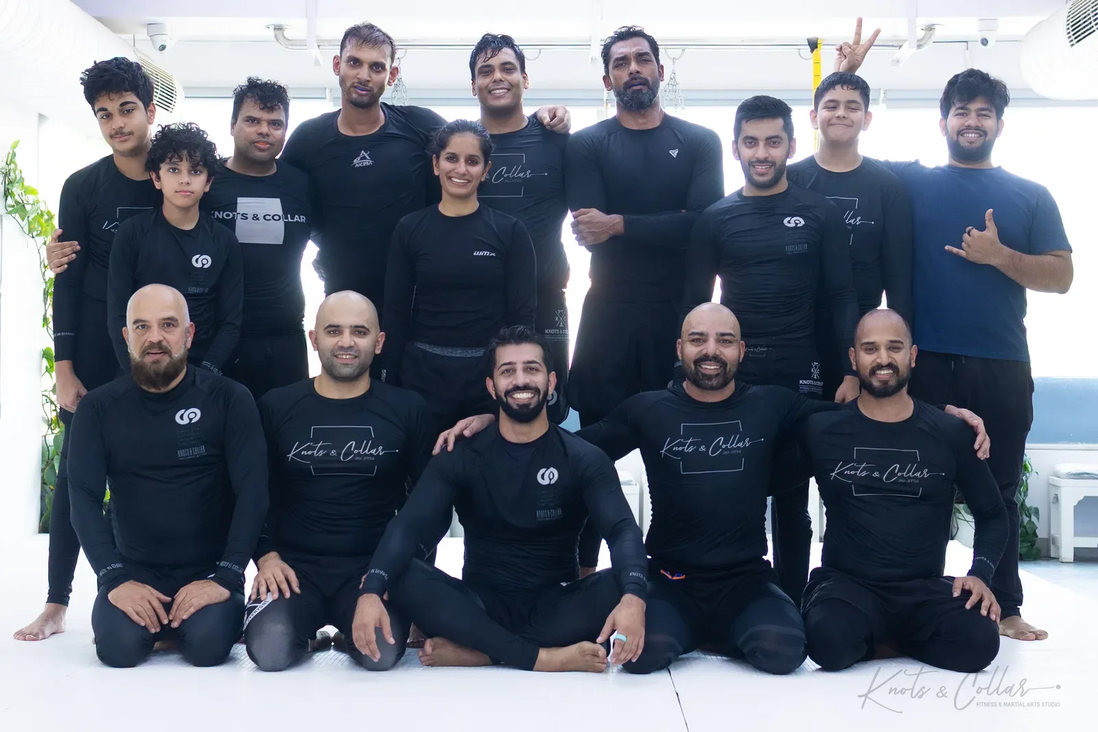 A group photo at Knots & Collar, the BJJ studio in Defence Colony, New Delhi, India