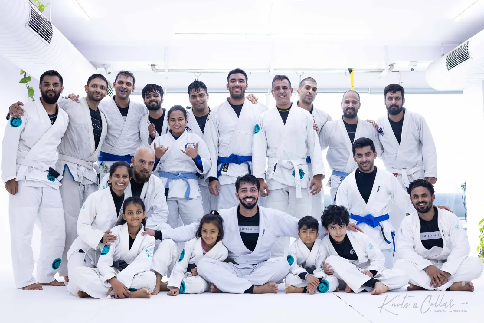A group photo at Knots & Collar, the BJJ studio in Defence Colony, New Delhi, India