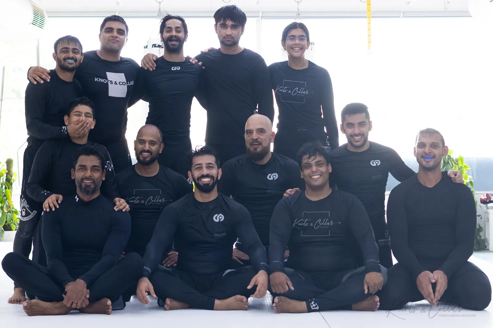 A group photo at Knots & Collar, the BJJ studio in Defence Colony, New Delhi, India