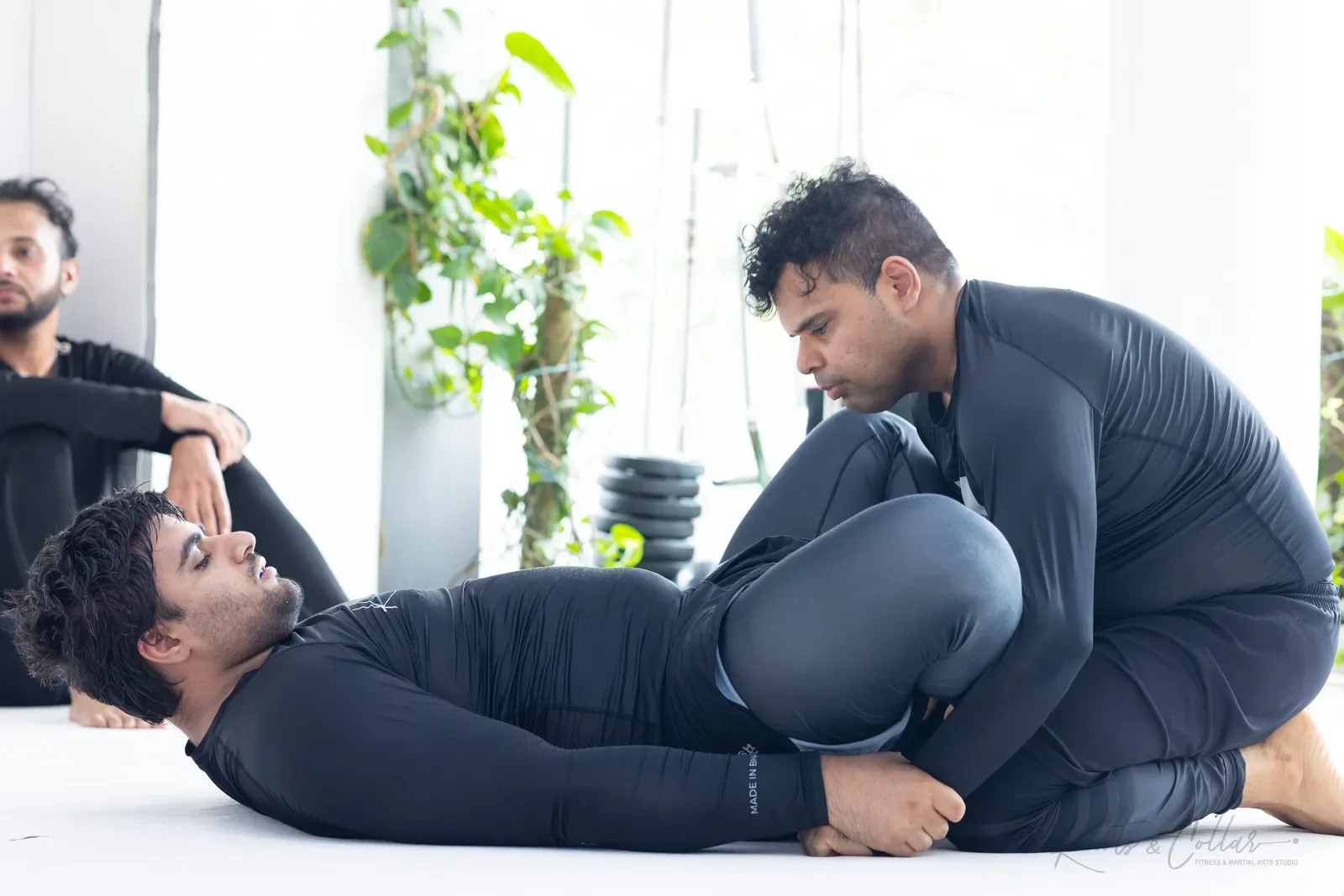 A no-gi jiu-jitsu session at Knots & Collar, Defence Colony, New Delhi, India