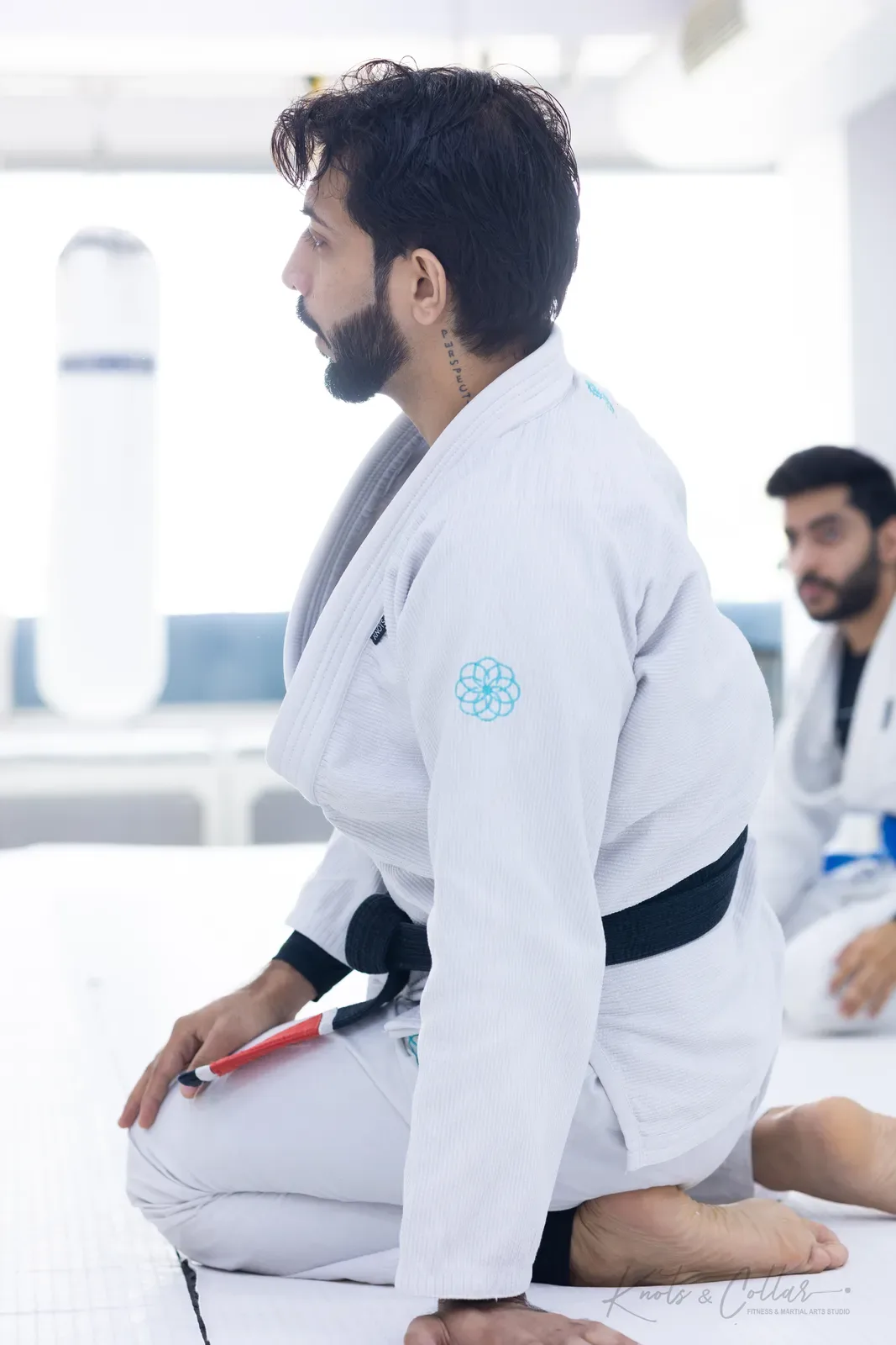 Professor Binish Sukhija, a Brazilian Jiu-Jitsu black belt in India (De La Riva lineage), teaching at Knots & Collar, Defence Colony, New Delhi