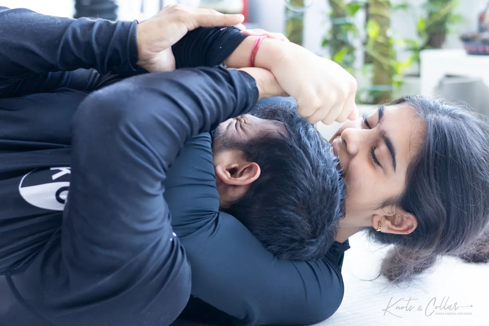 A women's jiu-jitsu class at Knots & Collar, Defence Colony, New Delhi, India