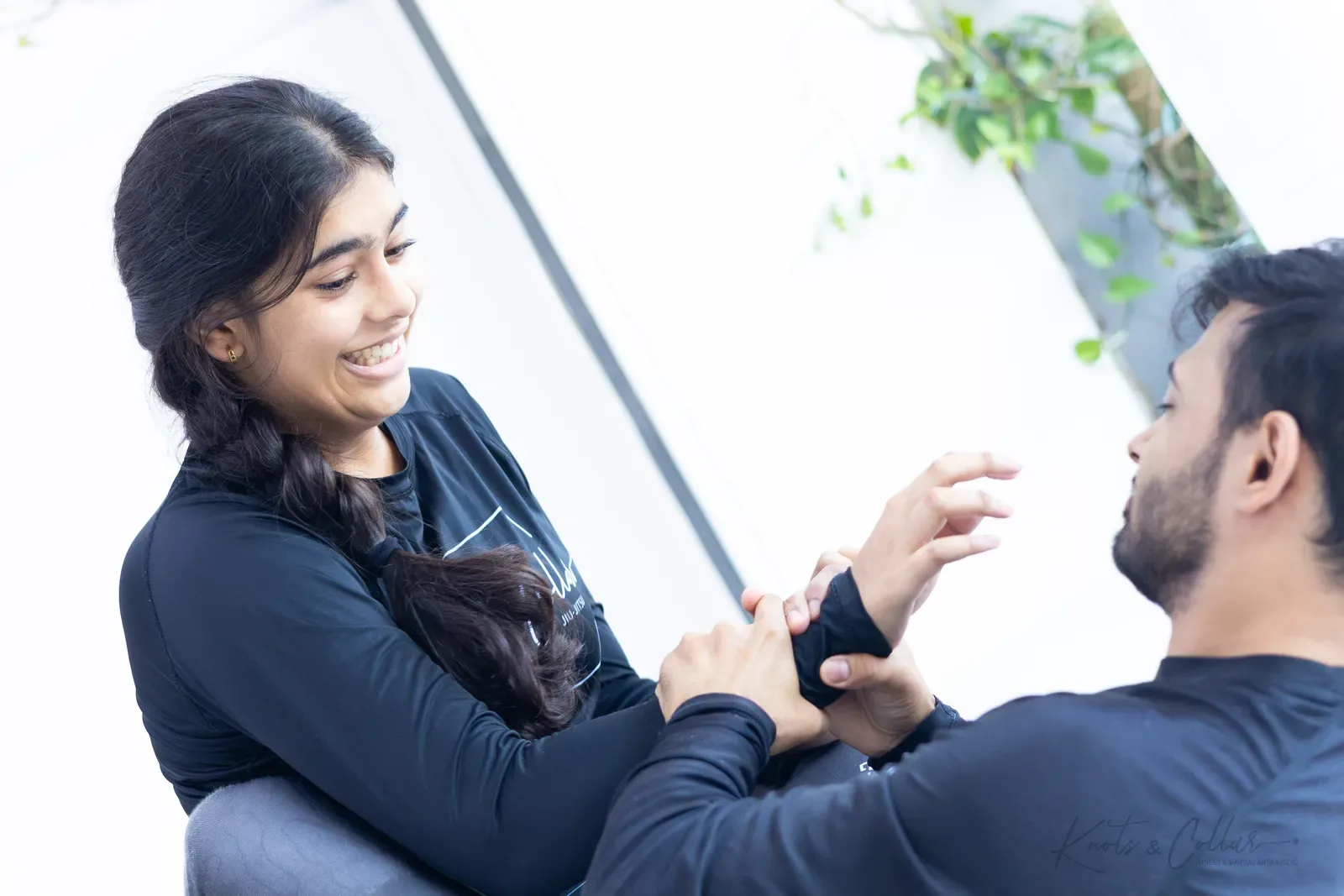 A women's jiu-jitsu class at Knots & Collar, Defence Colony, New Delhi, India