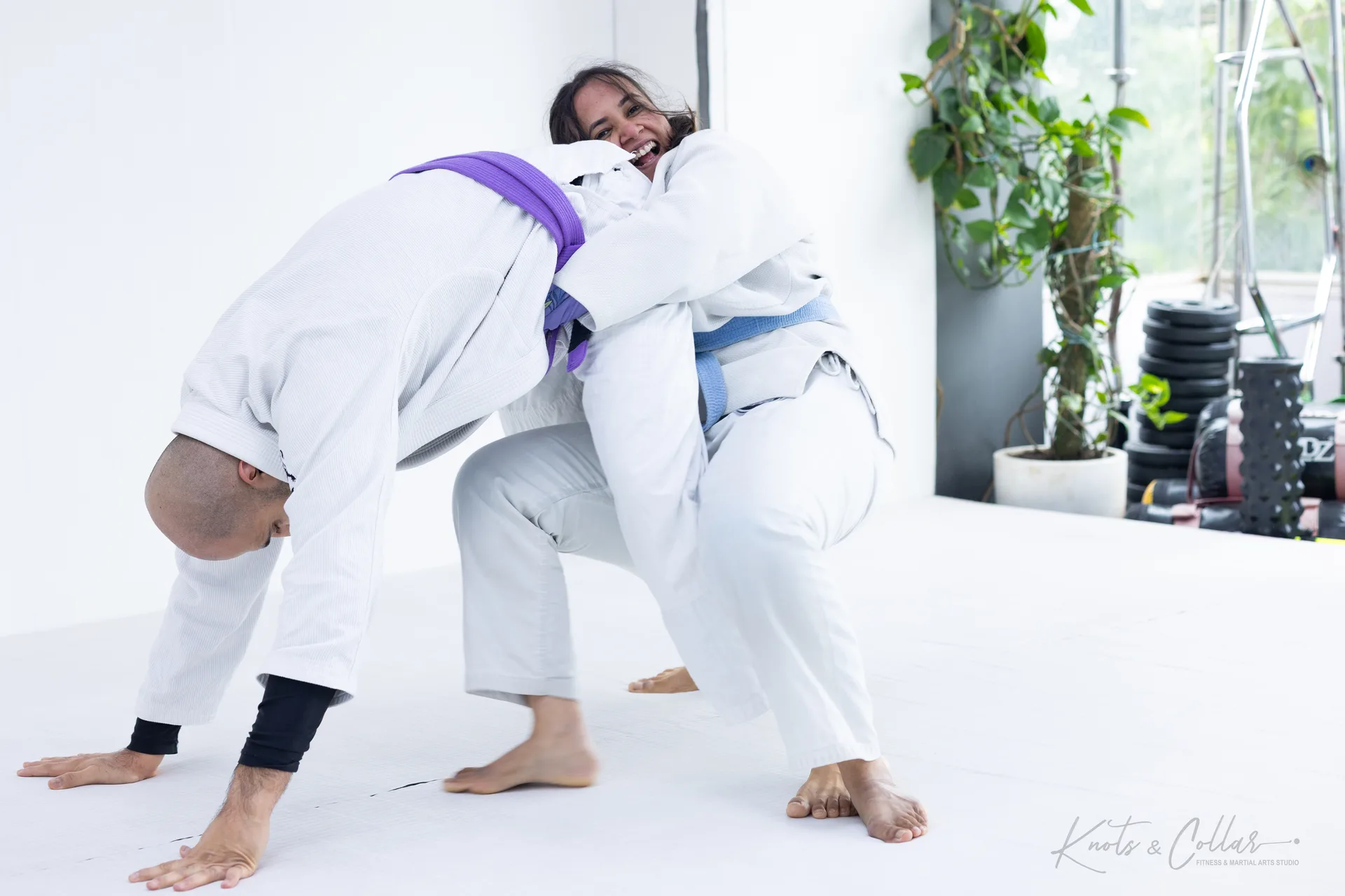 A woman training Brazilian Jiu-Jitsu at Knots & Collar, Defence Colony, New Delhi